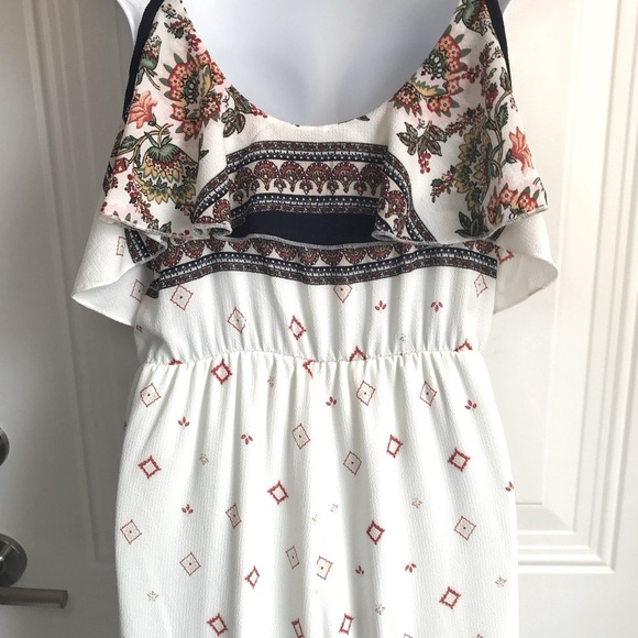 Miley & Molly Multi Mixed Print Aztec cold shoulder ruffle jumpsuit size S EUC - Picture 10 of 13